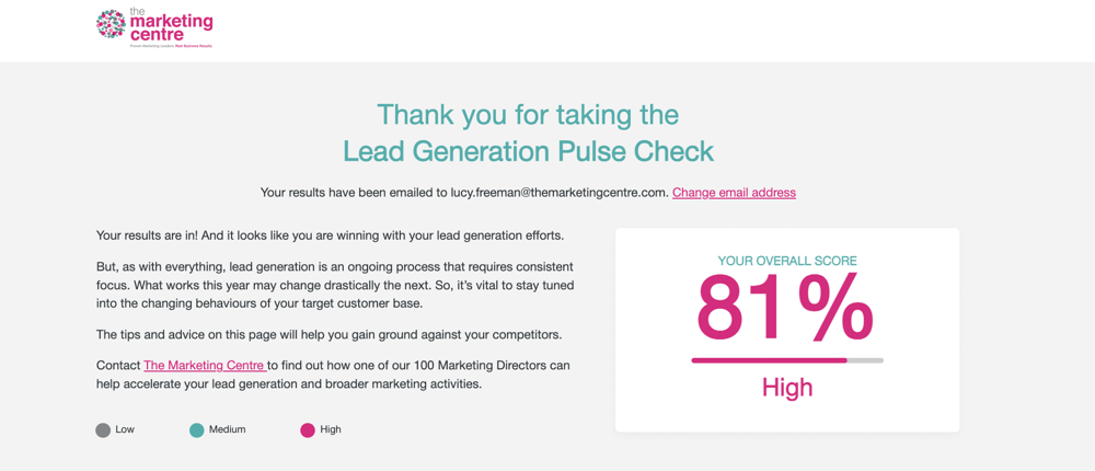 Lead Gen Pulse Check Sample